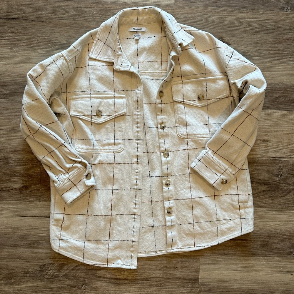 Madewell Women’s Boucle Oversized Shirt Jacket in Windowpane